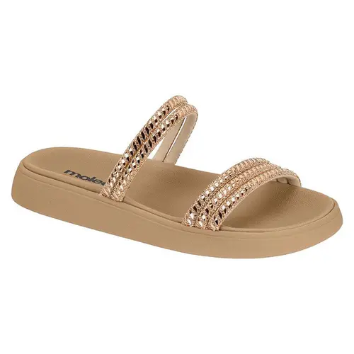 Chinelo Rasteira Feminina Papete Tiras Strass