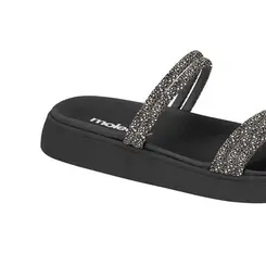 Chinelo Rasteira Feminina Papete Tiras Strass