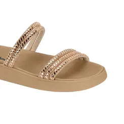 Chinelo Rasteira Feminina Papete Tiras Strass
