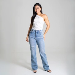 Calça Feminina Jeans Sawary Reta