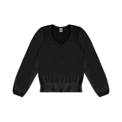 Blusa Feminina Manga Longa Lecimar em Crepe Viscose