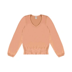 Blusa Feminina Manga Longa Lecimar em Crepe Viscose