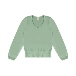 Blusa Feminina Manga Longa Lecimar em Crepe Viscose