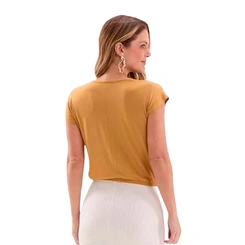 Blusa Feminina Lecimar Manga Curta em Crepe Viscose