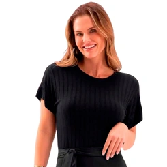 Blusa Feminina Lecimar Viscose com Renda Elegância