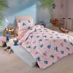 Edredom Infantil Solteiro Estampado Hedrons Disney Stitch
