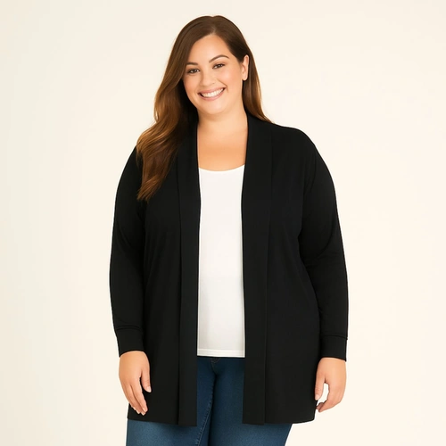 Cardigan Feminino Plus Size em Pelo Aveludado Cereja Rosa - CEREJA