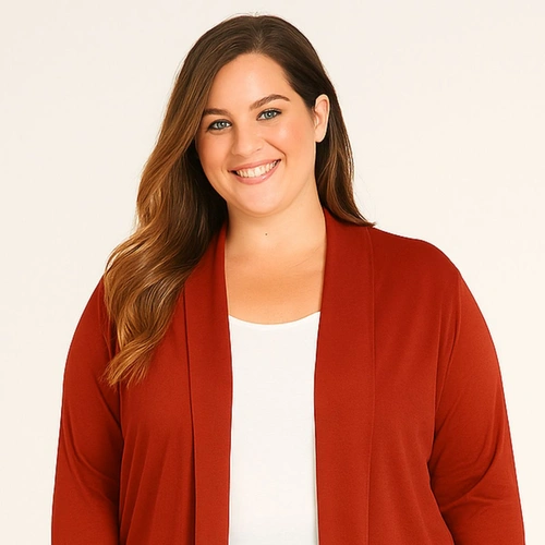 Cardigan Feminino Plus Size em Pelo Aveludado Cereja Rosa - CEREJA