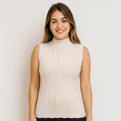 Blusa Feminina Tricot Floratta Garrafinha Canelada