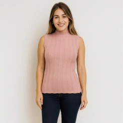 Blusa Feminina Tricot Floratta Garrafinha Canelada