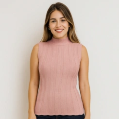 Blusa Feminina Tricot Floratta Garrafinha Canelada