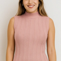 Blusa Feminina Tricot Floratta Garrafinha Canelada