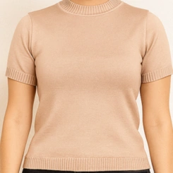 Blusa Feminina Modal Lisa Tricot Manga Curta