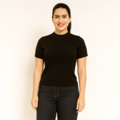 Blusa Feminina Modal Lisa Tricot Manga Curta