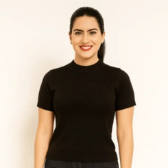 Blusa Feminina Modal Lisa Tricot Manga Curta