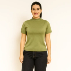 Blusa Feminina Modal Lisa Tricot Manga Curta