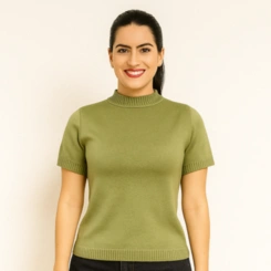 Blusa Feminina Modal Lisa Tricot Manga Curta
