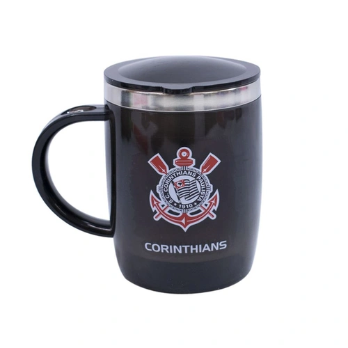 Caneca Térmica Corinthians  Oficial Original 450ml Mileno Inox com Tampa