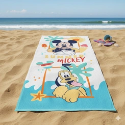 Toalha de Banho Infantil Lepper Felpuda Mickey Original 60cm x 1.20m