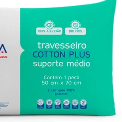 Travesseiro Camesa Cotton Plus Suporte Médio Antialérgico Anti-Ácaro