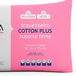 Travesseiro Camesa Cotton Plus Suporte Firme Antialérgico Anti-Ácaro