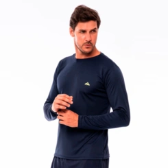Camiseta Masculina Manga Longa Mezul Básica Proteção Solar UV