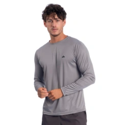 Camiseta Masculina Manga Longa Mezul Básica Proteção Solar UV
