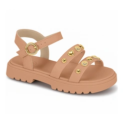 Sandália Infantil Menina Molekinha com Apliques Dourados