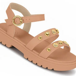 Sandália Infantil Menina Molekinha com Apliques Dourados