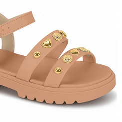 Sandália Infantil Menina Molekinha com Apliques Dourados