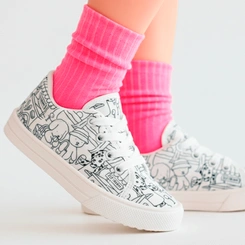 Tênis Infantil Cano Curto Estampado para Colorir