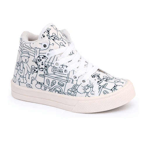 Tênis Infantil Cano Longo Estampado para Colorir