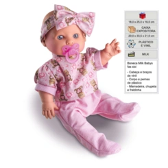 Boneca Milk Baby’s Faz Xixi Com Mamadeira e Fraldinha