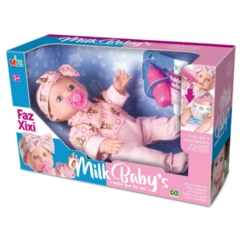 Boneca Milk Baby’s Faz Xixi Com Mamadeira e Fraldinha