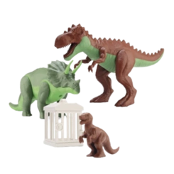 Conjunto de Dinossauros com Jaula Infantil Brinquedo Educativo