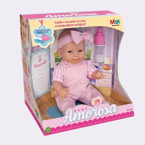 Boneca Bebê Amorosa com Mamadeira Mágica Realismo e Diversão