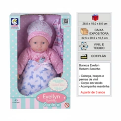 Boneca Evellyn Reborn Soninho com Mantinha