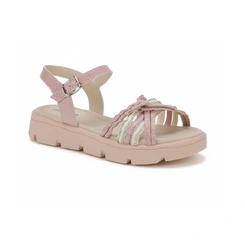 Sandália Infantil Flatform Rosa com Detalhes Trançados