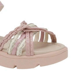 Sandália Infantil Flatform Rosa com Detalhes Trançados