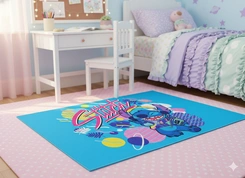 Tapete Infantil Antiderrapante Stitch Tropical Jolitex 70x110cm