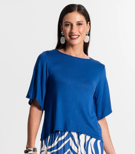 Blusa Feminina Rovitex Visco Tricot Manga Godê Elegante