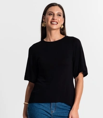 Blusa Feminina Rovitex Visco Tricot Manga Godê Elegante