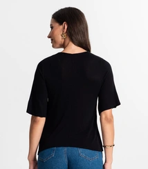Blusa Feminina Rovitex Visco Tricot Manga Godê Elegante