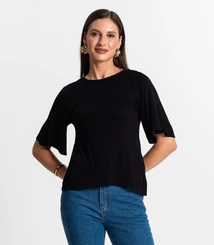 Blusa Feminina Rovitex Visco Tricot Manga Godê Elegante