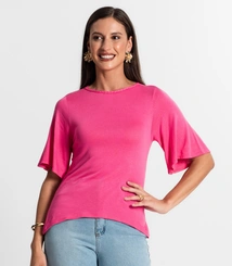 Blusa Feminina Rovitex Visco Tricot Manga Godê Elegante