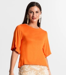 Blusa Feminina Rovitex Visco Tricot Manga Godê Elegante