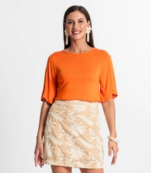 Blusa Feminina Rovitex Visco Tricot Manga Godê Elegante