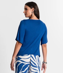 Blusa Feminina Rovitex Visco Tricot Manga Godê Elegante