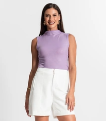 Regata Feminina em Ribana Canelada Lurex Rovitex
