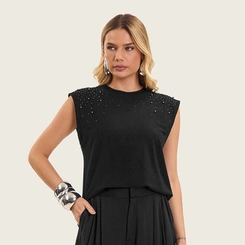 Regata Feminina Endless Viscose com Strass Conforto e Sofisticação